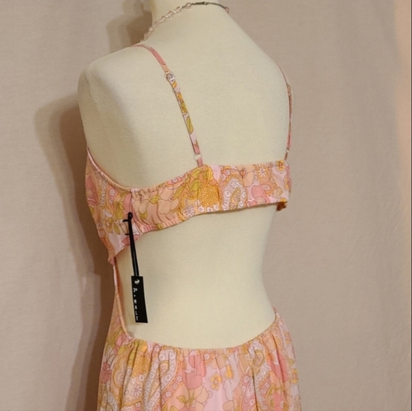 ‼️3 for $60‼️ 3rd+Malt Pink Floral Patterned Cut-out Sides Open Back Maxi Dress - Picture 10 of 12